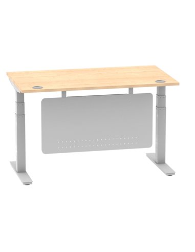 Dynamic Air Modesty 1400 x 800mm Height Adjustable Office Desk Maple Top Cable Ports Modesty Panel HA01334