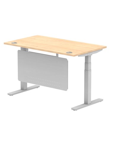 Dynamic Air Modesty 1400 x 800mm Height Adjustable Office Desk Maple Top Cable Ports Modesty Panel HA01334