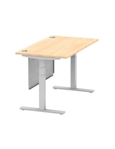 Dynamic Air Modesty 1400 x 800mm Height Adjustable Office Desk Maple Top Cable Ports Modesty Panel HA01334