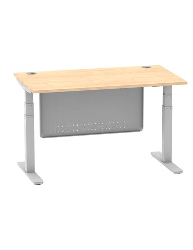 Dynamic Air Modesty 1400 x 800mm Height Adjustable Office Desk Maple Top Cable Ports Modesty Panel HA01334