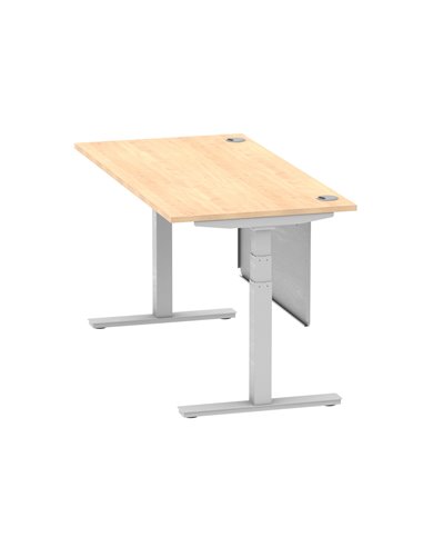 Dynamic Air Modesty 1600 x 800mm Height Adjustable Office Desk Maple Top Cable Ports Modesty Panel HA01335
