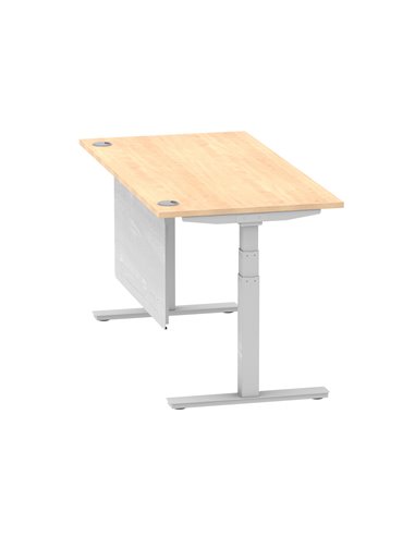 Dynamic Air Modesty 1600 x 800mm Height Adjustable Office Desk Maple Top Cable Ports Modesty Panel HA01335