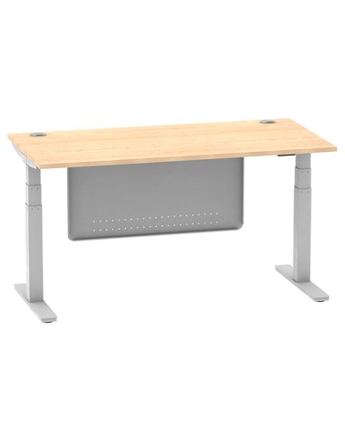 Dynamic Air Modesty 1600 x 800mm Height Adjustable Office Desk Maple Top Cable Ports Modesty Panel HA01335