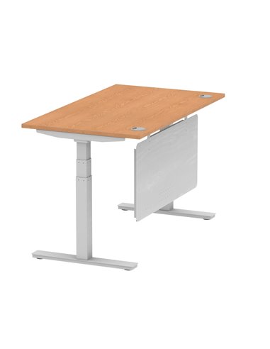 Dynamic Air Modesty 1400 x 800mm Height Adjustable Office Desk Oak Top Cable Ports Modesty Panel HA01338