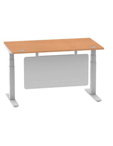 Dynamic Air Modesty 1400 x 800mm Height Adjustable Office Desk Oak Top Cable Ports Modesty Panel HA01338