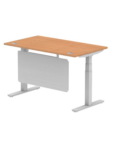 Dynamic Air Modesty 1400 x 800mm Height Adjustable Office Desk Oak Top Cable Ports Modesty Panel HA01338