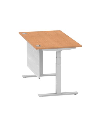 Dynamic Air Modesty 1400 x 800mm Height Adjustable Office Desk Oak Top Cable Ports Modesty Panel HA01338