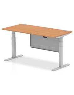 Dynamic Air Modesty 1600 x 800mm Height Adjustable Office Desk Oak Top Cable Ports Modesty Panel HA01339