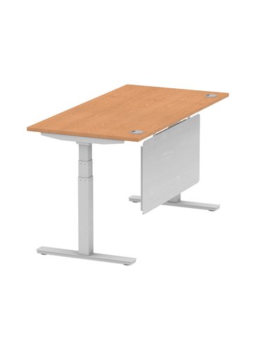 Dynamic Air Modesty 1600 x 800mm Height Adjustable Office Desk Oak Top Cable Ports Modesty Panel HA01339
