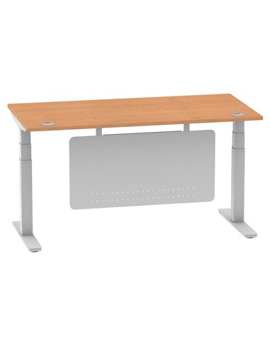 Dynamic Air Modesty 1600 x 800mm Height Adjustable Office Desk Oak Top Cable Ports Modesty Panel HA01339