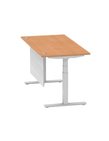 Dynamic Air Modesty 1600 x 800mm Height Adjustable Office Desk Oak Top Cable Ports Modesty Panel HA01339