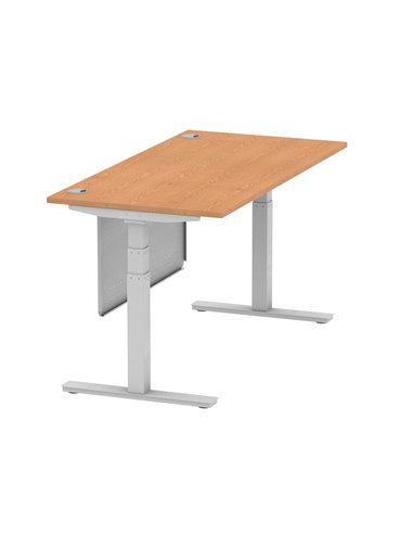 Dynamic Air Modesty 1600 x 800mm Height Adjustable Office Desk Oak Top Cable Ports Modesty Panel HA01339