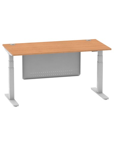 Dynamic Air Modesty 1600 x 800mm Height Adjustable Office Desk Oak Top Cable Ports Modesty Panel HA01339