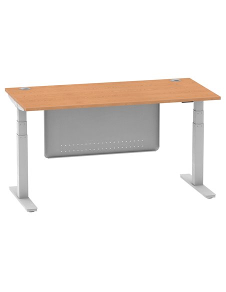 Dynamic Air Modesty 1600 x 800mm Height Adjustable Office Desk Oak Top Cable Ports Modesty Panel HA01339 - pic 77775 | FastDaddyshop