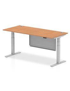 Dynamic Air Modesty 1800 x 800mm Height Adjustable Office Desk Oak Top Cable Ports Modesty Panel HA01340