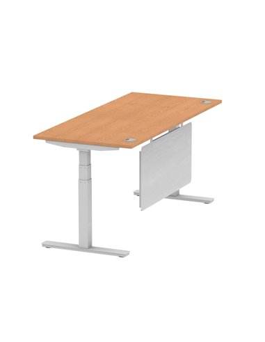 Dynamic Air Modesty 1800 x 800mm Height Adjustable Office Desk Oak Top Cable Ports Modesty Panel HA01340