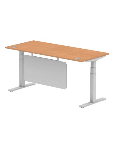 Dynamic Air Modesty 1800 x 800mm Height Adjustable Office Desk Oak Top Cable Ports Modesty Panel HA01340