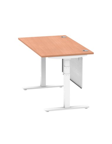 Dynamic Air Modesty 1400 x 800mm Height Adjustable Office Desk Beech Top Cable Ports Modesty Panel HA01342
