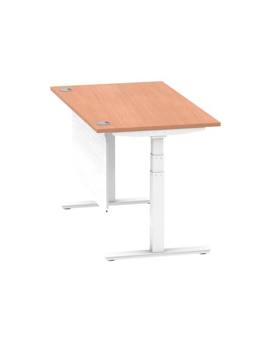 Dynamic Air Modesty 1400 x 800mm Height Adjustable Office Desk Beech Top Cable Ports Modesty Panel HA01342