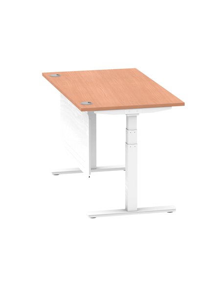 Dynamic Air Modesty 1400 x 800mm Height Adjustable Office Desk Beech Top Cable Ports Modesty Panel HA01342 - pic 77791 | FastDaddyshop