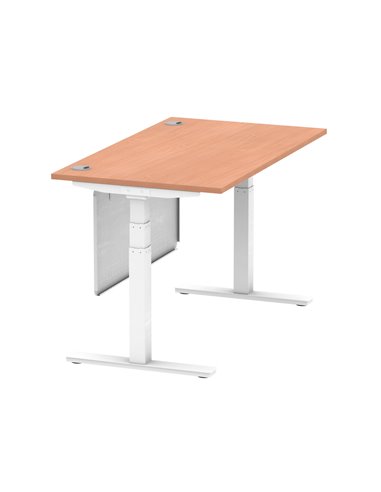 Dynamic Air Modesty 1400 x 800mm Height Adjustable Office Desk Beech Top Cable Ports Modesty Panel HA01342