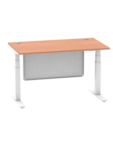 Dynamic Air Modesty 1400 x 800mm Height Adjustable Office Desk Beech Top Cable Ports Modesty Panel HA01342