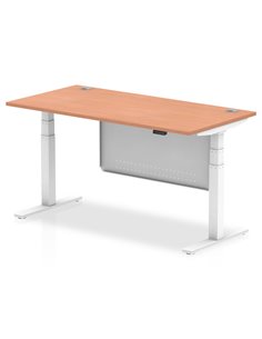 Dynamic Air Modesty 1600 x 800mm Height Adjustable Office Desk Beech Top Cable Ports Modesty Panel HA01343