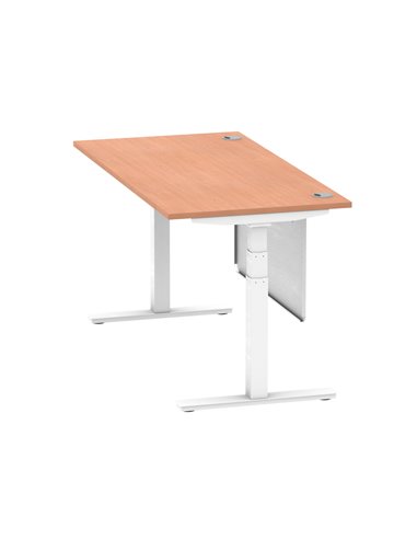 Dynamic Air Modesty 1600 x 800mm Height Adjustable Office Desk Beech Top Cable Ports Modesty Panel HA01343