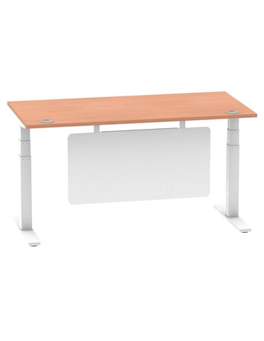 Dynamic Air Modesty 1600 x 800mm Height Adjustable Office Desk Beech Top Cable Ports Modesty Panel HA01343