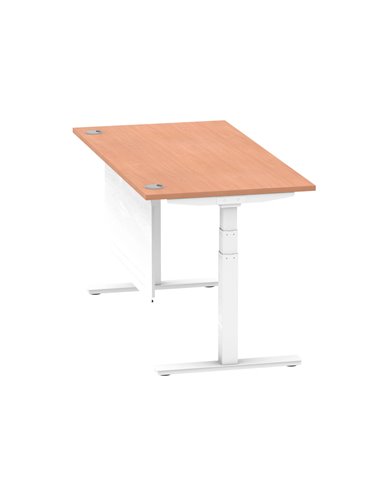 Dynamic Air Modesty 1600 x 800mm Height Adjustable Office Desk Beech Top Cable Ports Modesty Panel HA01343