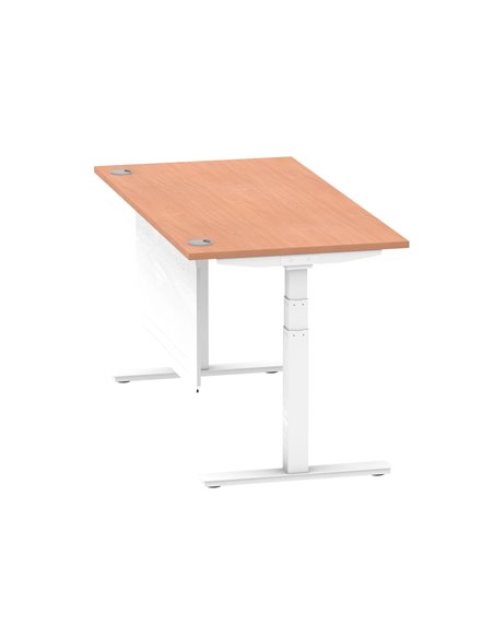 Dynamic Air Modesty 1600 x 800mm Height Adjustable Office Desk Beech Top Cable Ports Modesty Panel HA01343 - pic 77799 | FastDaddyshop