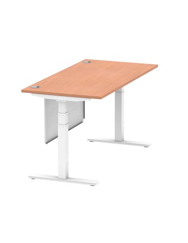 Dynamic Air Modesty 1600 x 800mm Height Adjustable Office Desk Beech Top Cable Ports Modesty Panel HA01343
