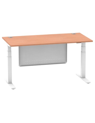 Dynamic Air Modesty 1600 x 800mm Height Adjustable Office Desk Beech Top Cable Ports Modesty Panel HA01343