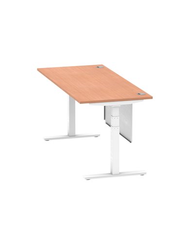 Dynamic Air Modesty 1800 x 800mm Height Adjustable Office Desk Beech Top Cable Ports Modesty Panel HA01344