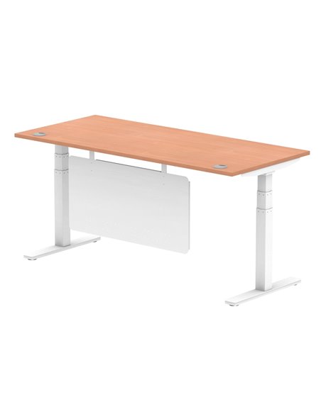 Dynamic Air Modesty 1800 x 800mm Height Adjustable Office Desk Beech Top Cable Ports Modesty Panel HA01344 - pic 77806 | FastDaddyshop