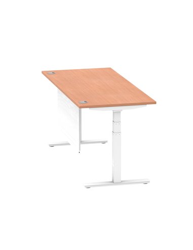 Dynamic Air Modesty 1800 x 800mm Height Adjustable Office Desk Beech Top Cable Ports Modesty Panel HA01344