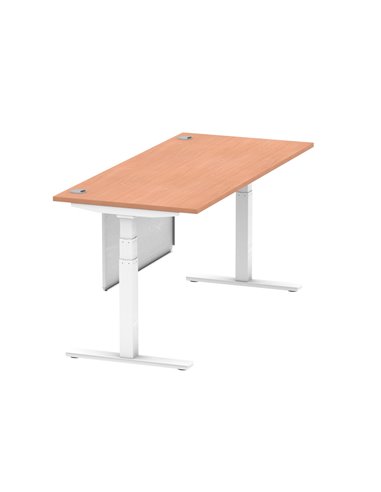 Dynamic Air Modesty 1800 x 800mm Height Adjustable Office Desk Beech Top Cable Ports Modesty Panel HA01344