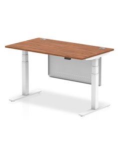 Dynamic Air Modesty 1400 x 800mm Height Adjustable Office Desk Walnut Top Cable Ports Modesty Panel HA01346