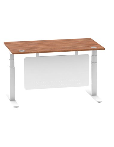 Dynamic Air Modesty 1400 x 800mm Height Adjustable Office Desk Walnut Top Cable Ports Modesty Panel HA01346