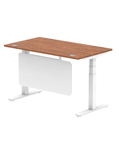 Dynamic Air Modesty 1400 x 800mm Height Adjustable Office Desk Walnut Top Cable Ports Modesty Panel HA01346