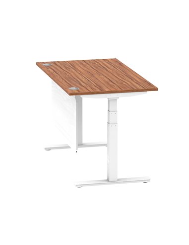 Dynamic Air Modesty 1400 x 800mm Height Adjustable Office Desk Walnut Top Cable Ports Modesty Panel HA01346