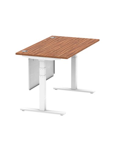 Dynamic Air Modesty 1400 x 800mm Height Adjustable Office Desk Walnut Top Cable Ports Modesty Panel HA01346