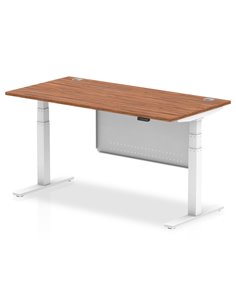 Dynamic Air Modesty 1600 x 800mm Height Adjustable Office Desk Walnut Top Cable Ports Modesty Panel HA01347