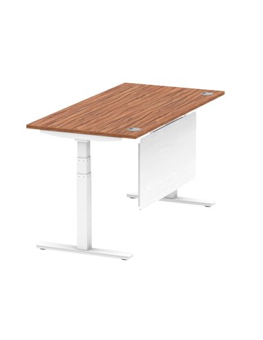 Dynamic Air Modesty 1600 x 800mm Height Adjustable Office Desk Walnut Top Cable Ports Modesty Panel HA01347