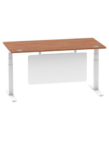 Dynamic Air Modesty 1600 x 800mm Height Adjustable Office Desk Walnut Top Cable Ports Modesty Panel HA01347