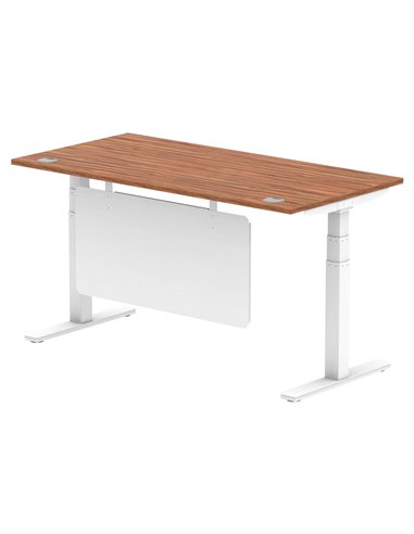 Dynamic Air Modesty 1600 x 800mm Height Adjustable Office Desk Walnut Top Cable Ports Modesty Panel HA01347