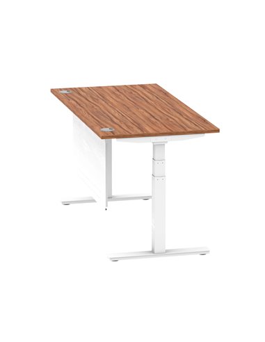 Dynamic Air Modesty 1600 x 800mm Height Adjustable Office Desk Walnut Top Cable Ports Modesty Panel HA01347