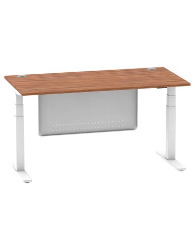 Dynamic Air Modesty 1600 x 800mm Height Adjustable Office Desk Walnut Top Cable Ports Modesty Panel HA01347