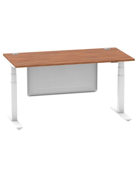 Dynamic Air Modesty 1600 x 800mm Height Adjustable Office Desk Walnut Top Cable Ports Modesty Panel HA01347 - pic 77827 | FastDaddyshop