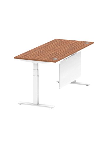 Dynamic Air Modesty 1800 x 800mm Height Adjustable Office Desk Walnut Top Cable Ports Modesty Panel HA01348
